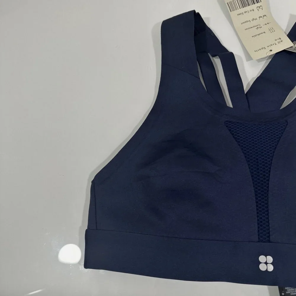 NWT $68 SWEATY BETTY [ XS‎ ] Power Medium Impact Sports Bra in Blue #5862